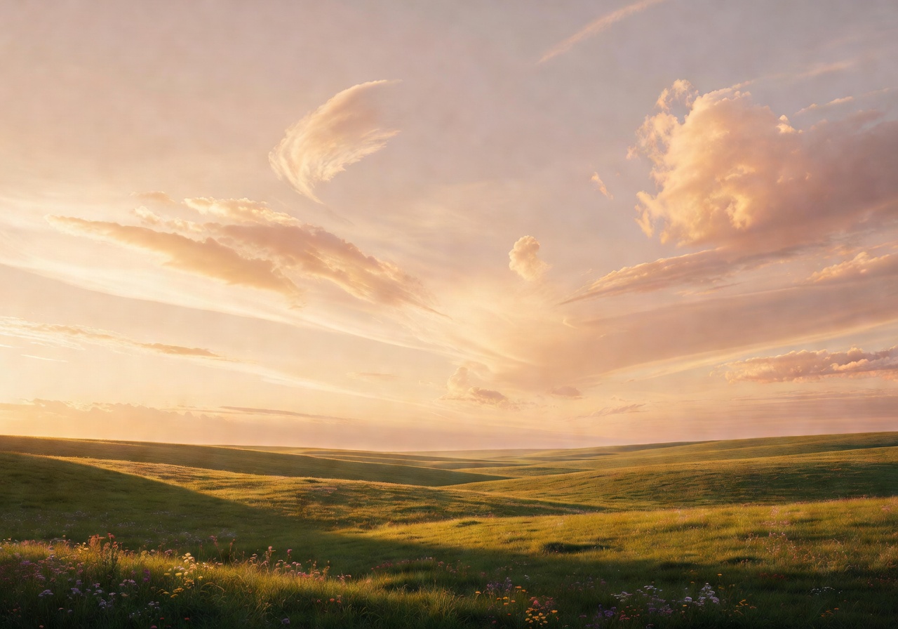 Cinematic sky with vibrant sunset colors and scattered clouds for kite themed slot game background